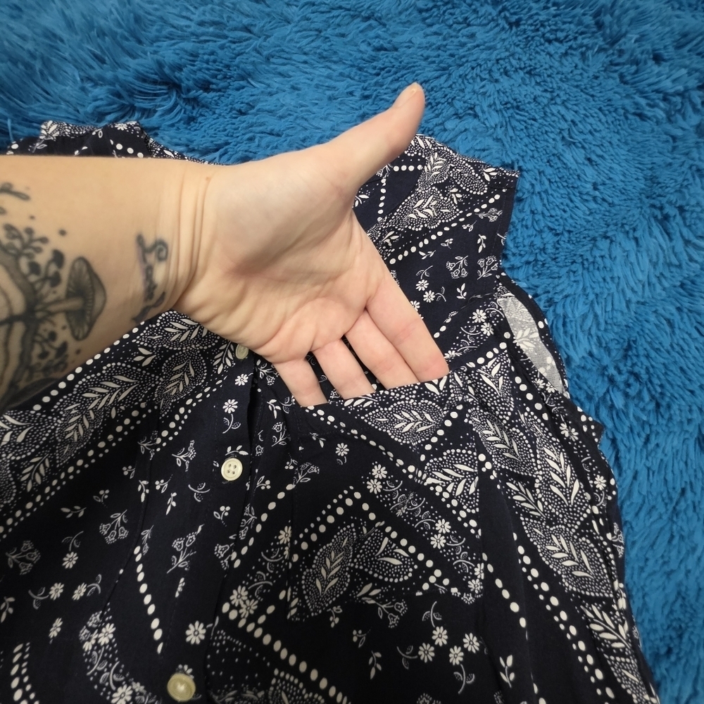 Gap Navy Paisley Sleeveless Dress Size Medium - Picture 5 of 10